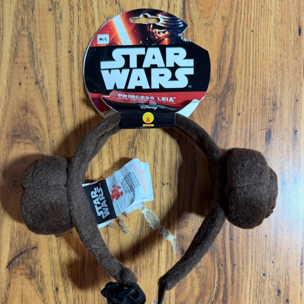 Star Wars Princess Leia Dog Headband Brown Bun Pet Costume M/L Disney 888257